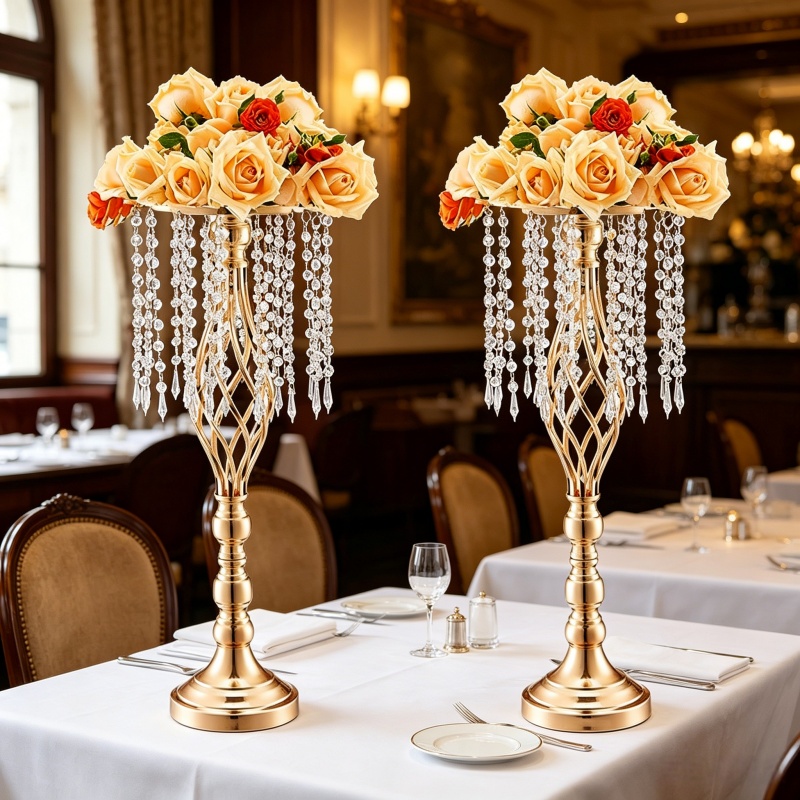 Florist Supply Vases - Элегантная высокая золотая хрустальная ваза-цветочница, роскошная
